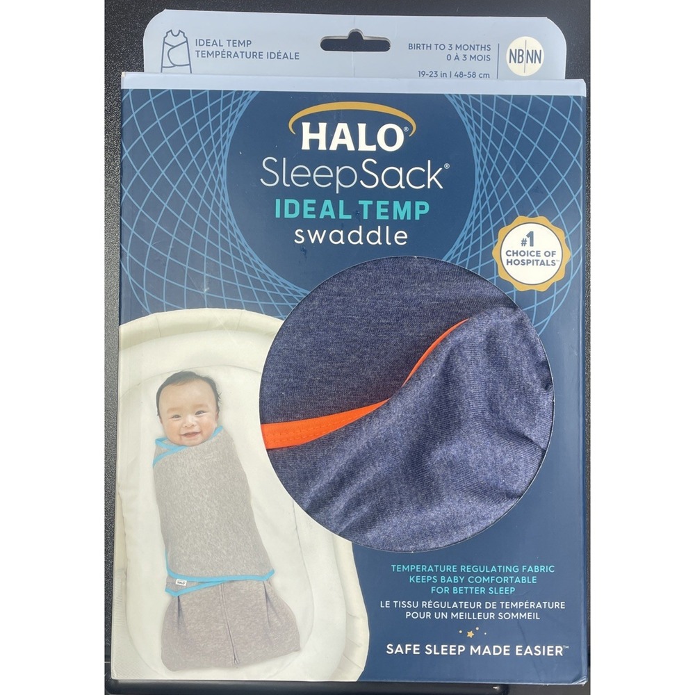 NIB Halo Sleep Sack Ideal Temp Swaddle Newborn Birth to 3 months Blue Orange